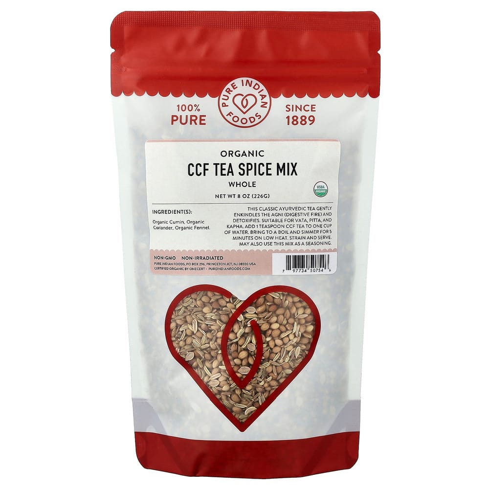 Pure Indian Foods Organic CCF Tea Spice Mix Whole 226g (8oz)