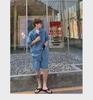 2023 Summer Men's Wash Denim Two-Piece Suit: Short-Sleeved Shirt & Half Pants Casual Set