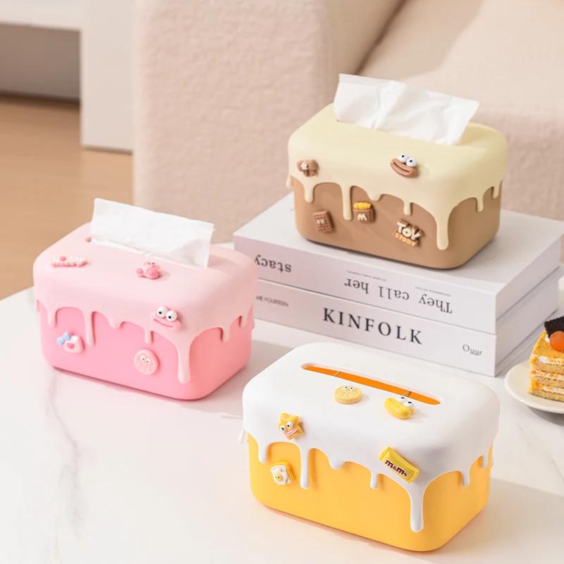 UFORU Cream Cake Tissue Box Living Room High-grade Light Luxury Art Exquisite Creative Table Storage Paper Box Tissue Dispenser