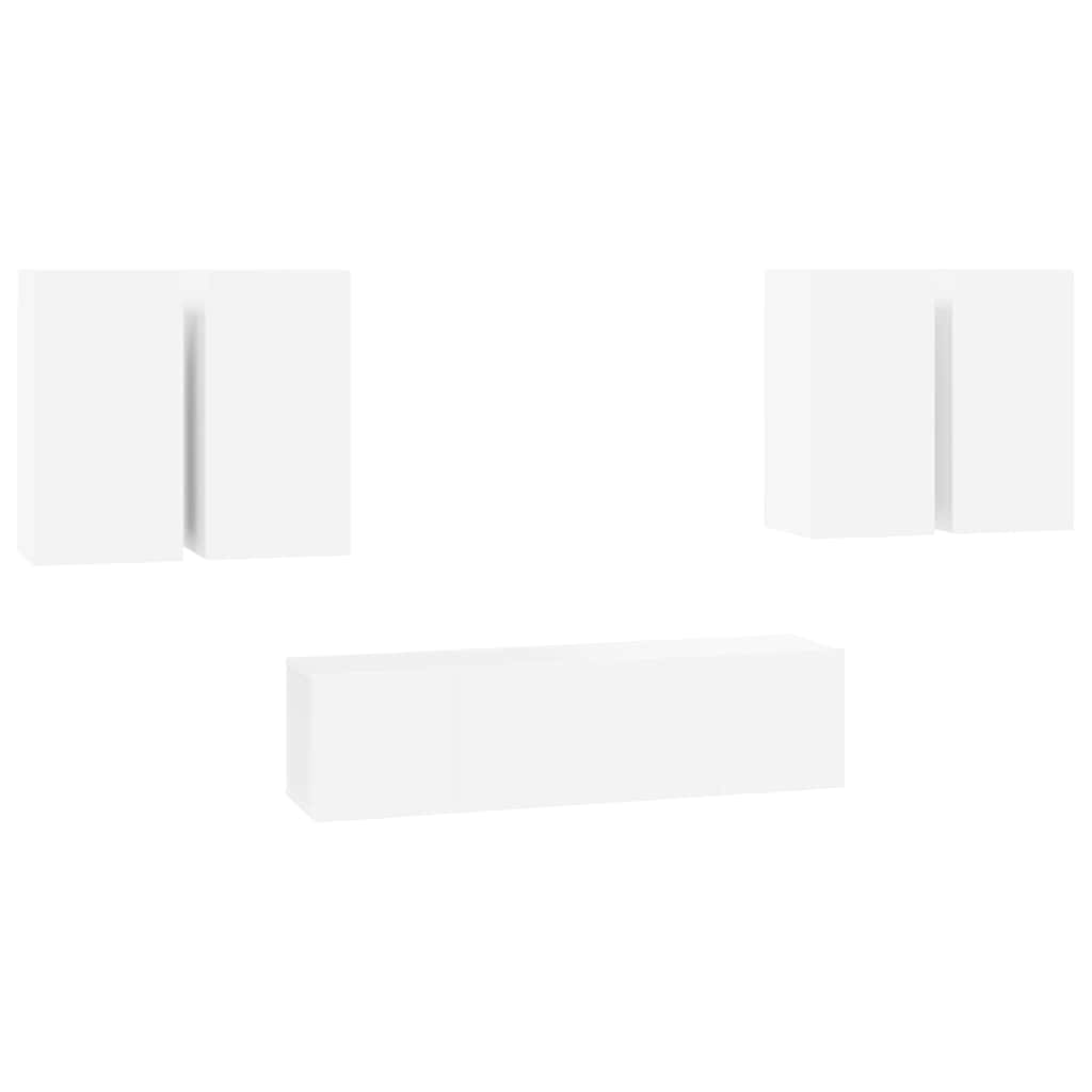Vidaxl 6-Cz. TV Cabinet Set, White, Wood-Based Material