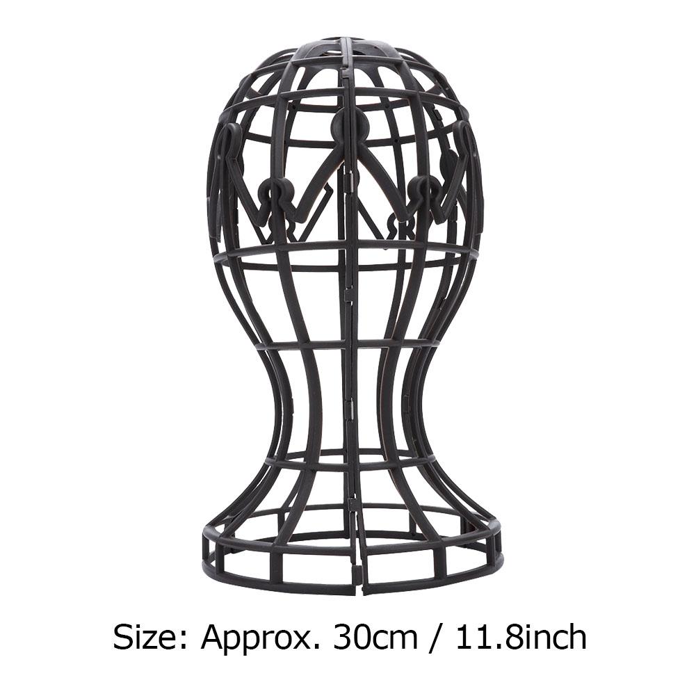 ABS Foldable Wig Display Support Stand Professional Holder Folding Wig Air Dry(Black)