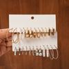 Twelve-piece Set of Metallic Geometric Twisted Silver Needle Earrings Cold Wind Earrings