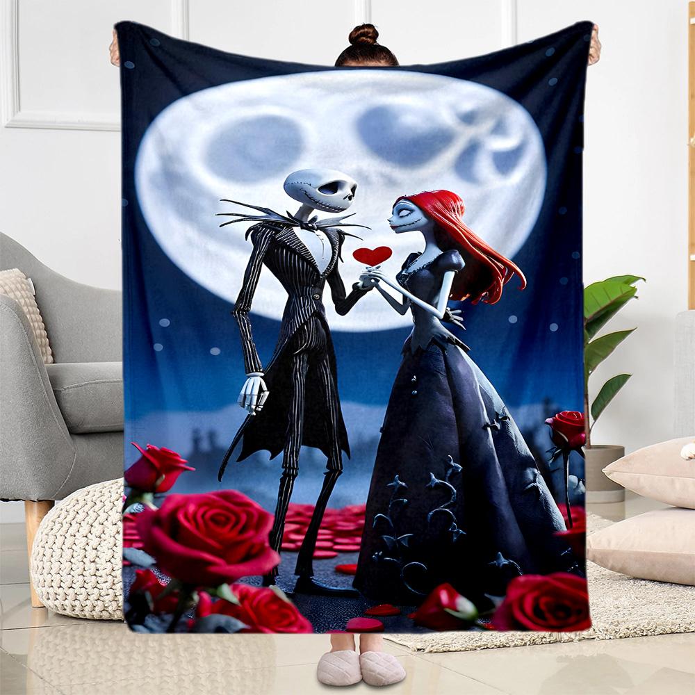 Nightmare Before Christmas Flannel Blanket-Soft and Suitable for Sofas,Beds,Offices,Travel,All Seasons,Great Gift for Holidays and Birthdays.