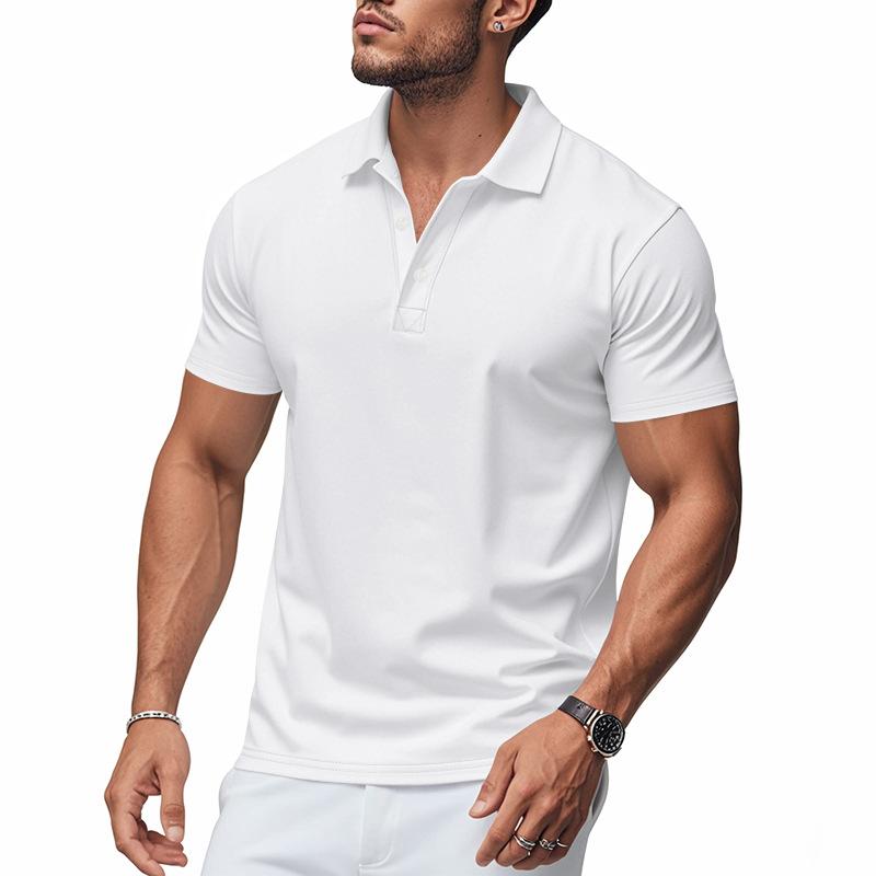 Summer Mens Short Sleeve Button Up Polo Shirts Golf Shirts Fashion Business Casual Male Tops Tees Polo