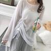 Sommer Damen Eis Seide Sonnenschutz T-Shirts Kordelzug Locker Oberteile Frau Leicht Transparent Langarm T-Shirts Damen