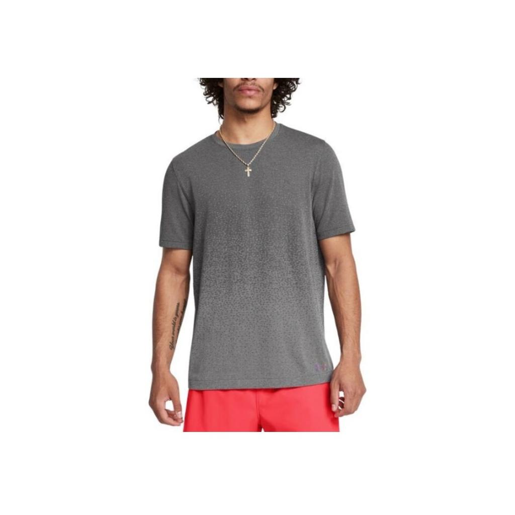 Under Armour Vanish Elite Seamless Crew Neck Knitted Sports Comfortable Breathable Versatile Short Sleeve T-Shirt Men Tops Gray 1385805-001