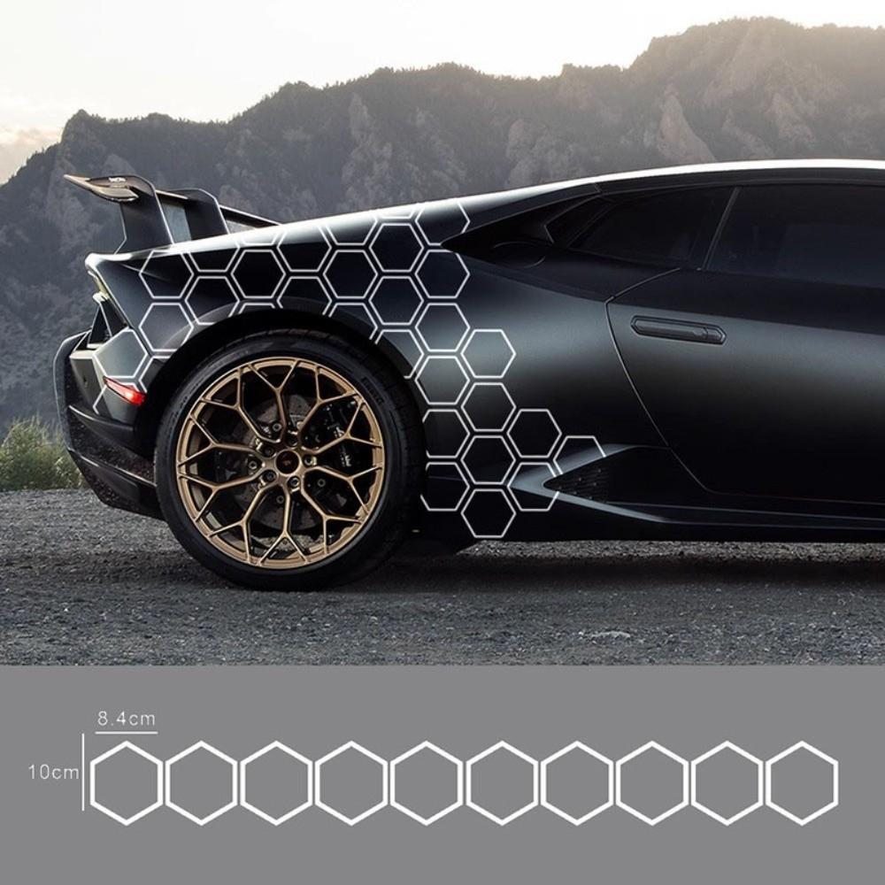 10Pcs Set 3D Honeycomb Car Sticker Vinyl Material Body Decor Sticker for Headlamp Decoration