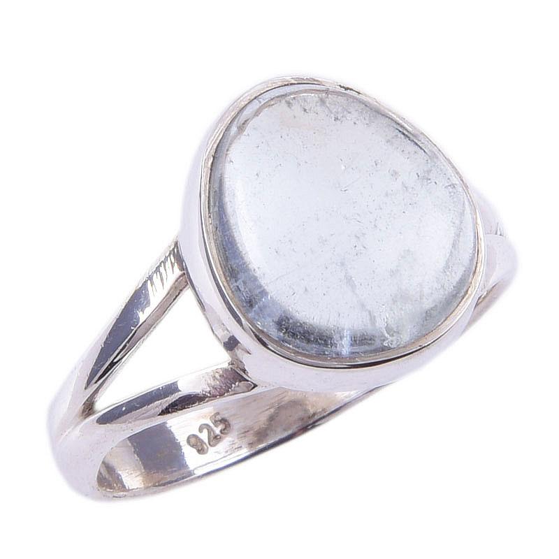Natural Aquamarine Gemstone Handmade 925 Solid Sterling Silver Ring S.6.5 N2q71