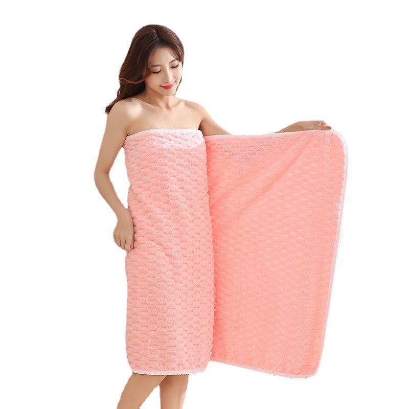 Absorbent Solid Color Coral Fleece Bath Towel Set with Bath Cap – 4 Piece, Soft & Cozy