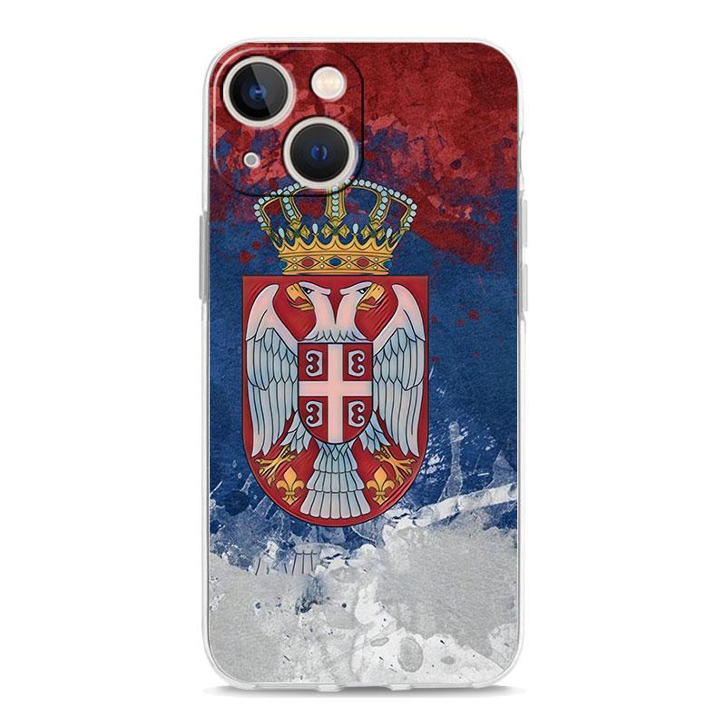 

Luxury Transparent Case For iPhone 15 14 13 12 11 Pro Max X Xs XR 7 8 Plus Bumper Phone Cases Clear TPU Cover Serbia Flag iPhone 12