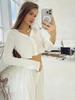 2025 European & American Autumn/Winter Knitted Cotton-Blend Long Sleeve Pant Set for Women