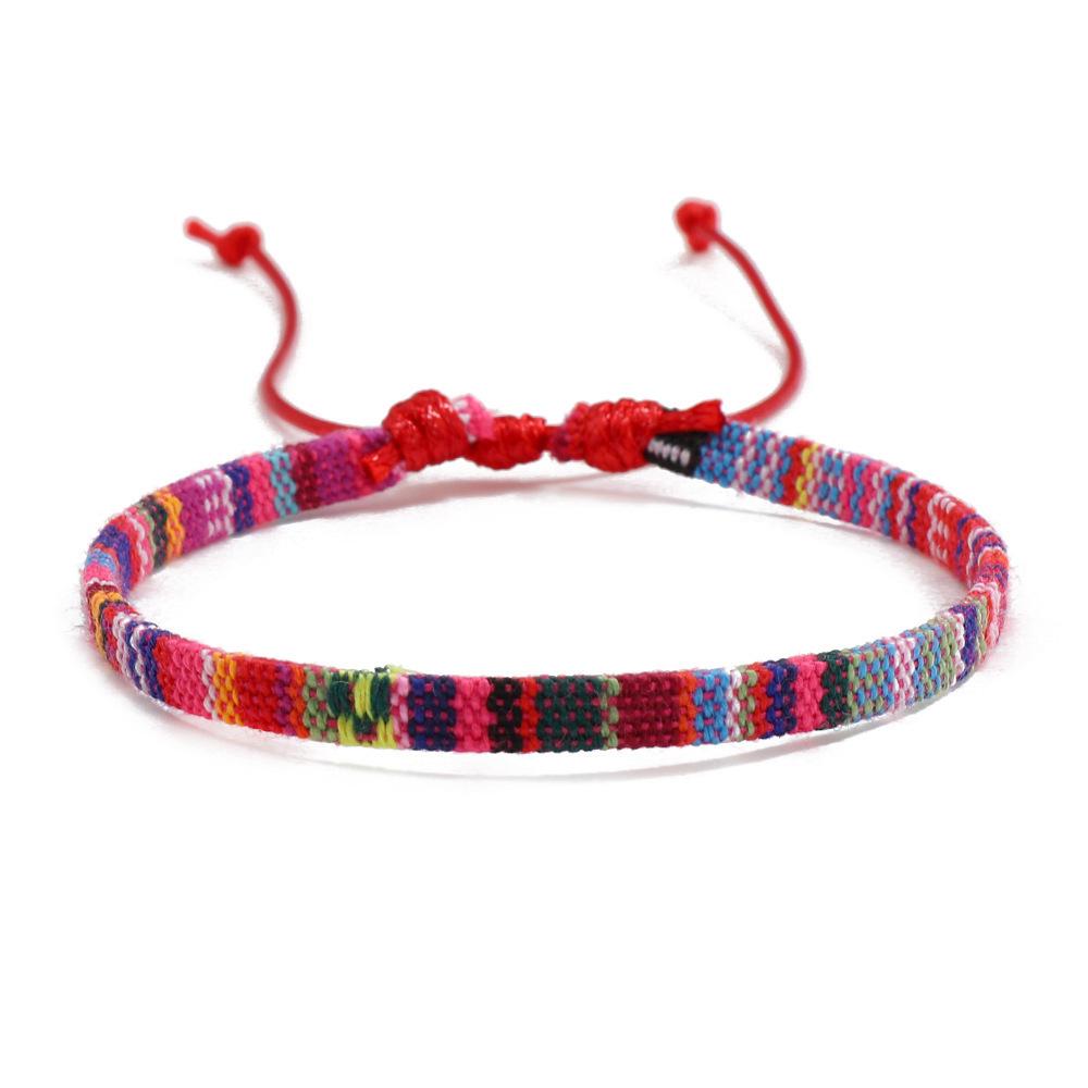 Colourful Bohemian-style cotton-linen woven bracelet – a simple versatile piece