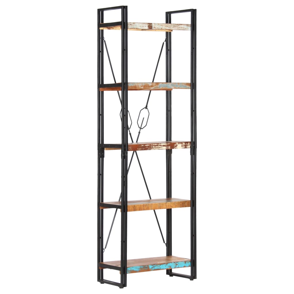 5 Shelf Bookshelf 60 X 30 X 180 Cm Reclaimed Wood Brown