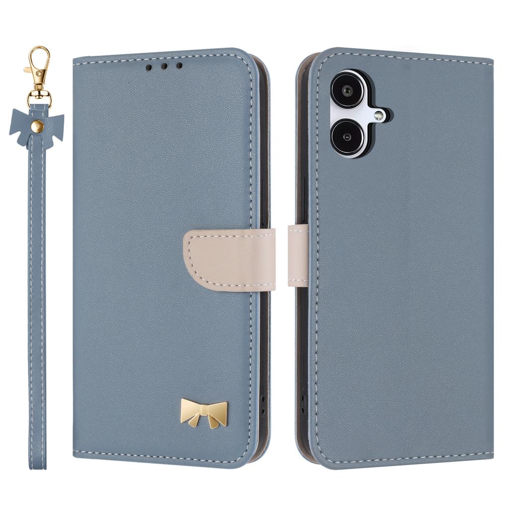 For Samsung Galaxy A07 4G/A06 4G/5G Case Bowknot Decor Wallet Leather Phone Cover with Wrist Strap