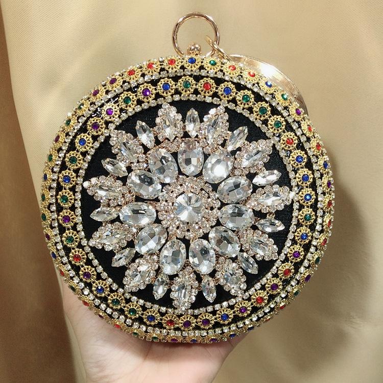 

Colored gemstone clutch bag Diamond bracelet Banquet bag Women s bag чёрный