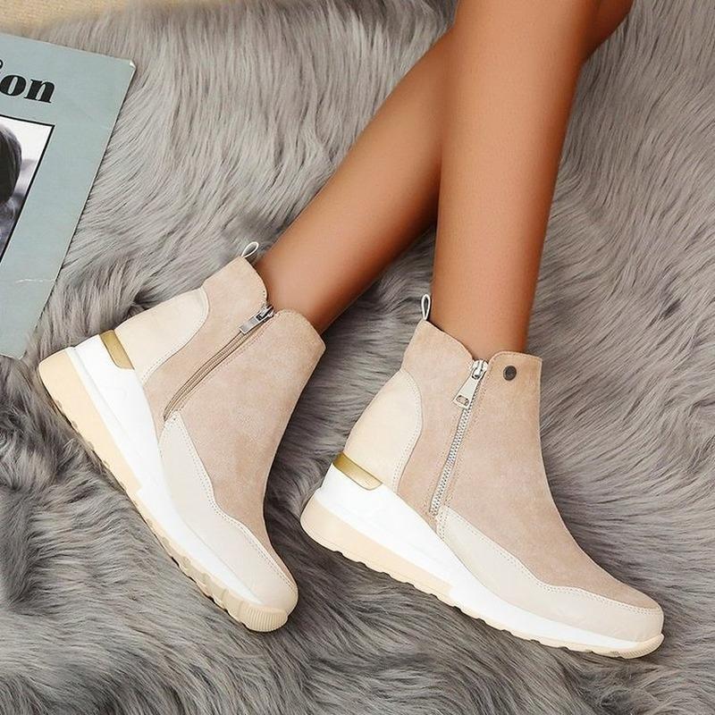 New Large Size 43 Ankle Boots Women's Winter Heightening Short Boots Women's Wedge Heel Snow Boots Thick-soled Cotton Shoes
