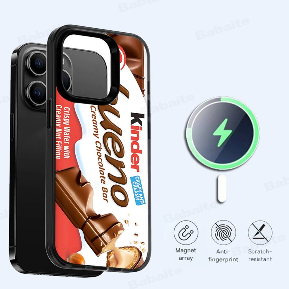 Cute Kinder Surprise Eggs Logo For Magsafe Magnetic Phone Case Wireless PC+TPU For IPhone 11 12 13 14 15 16 17 Pro Max Plus