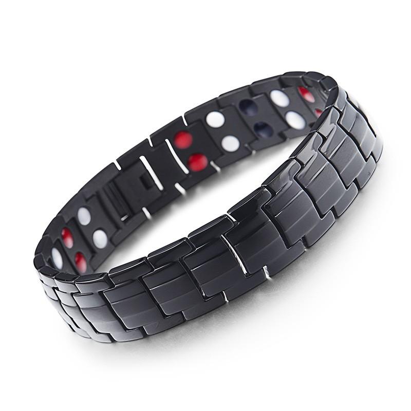 Stainless Steel Magnetic Double-Row Mens Bracelet Geometric Design Gift Office Professionals