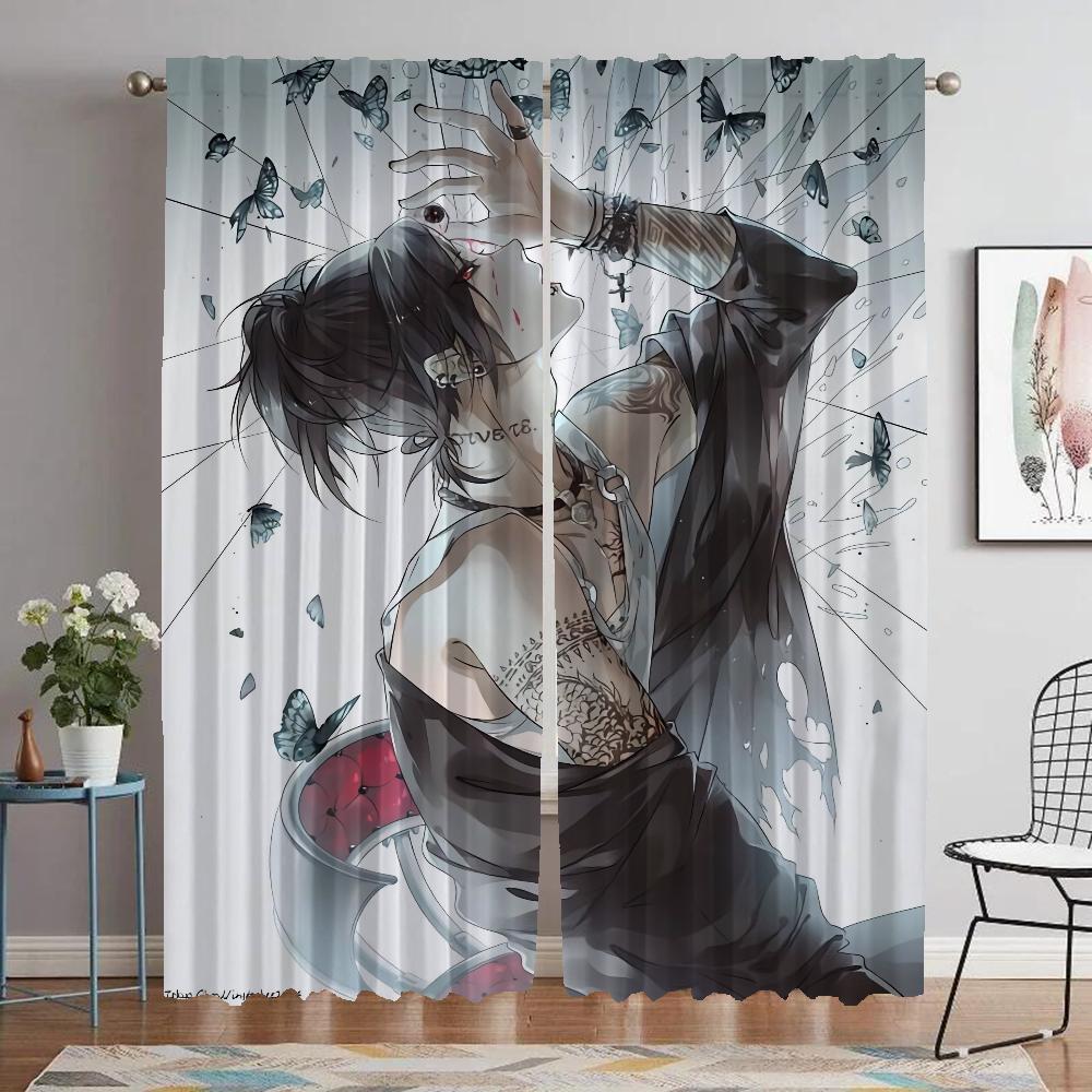 Kitchen Curtains 2 Pieces Tokyo Ghoul Window Curtain for Room 2 Panel Halloween Decoration Partition Home Interior Curtains