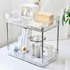 Acrylic Desktop Storage Rack Transparent Large Capacity Desktop Organizer Water Ripple Design Cosmetics Storage Holder Bathroom