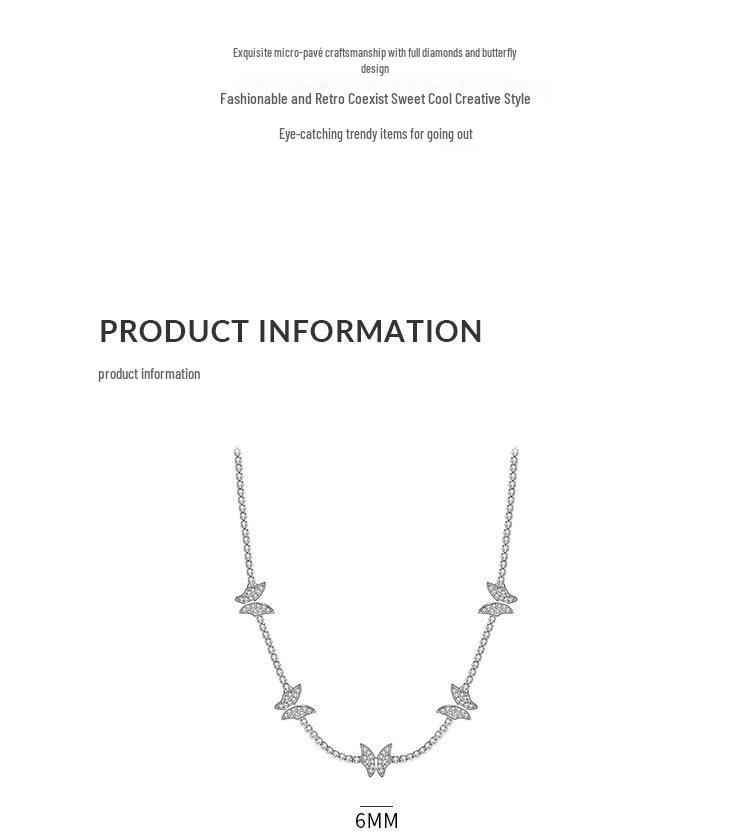 2021 Stilvolles silberbeschichtetes Strassschmetterling-Choker-Halsband