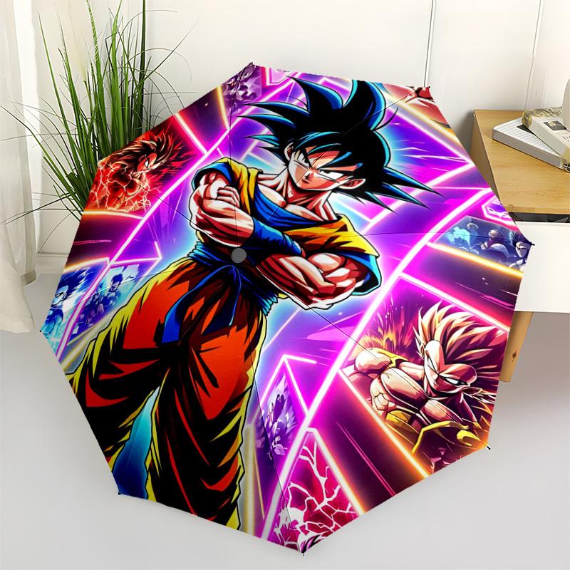 1ks Saiyan Super Saiyan Automatický skládací deštník, Odolný plast & Železo, Lehký pro venkovní denní použití 028