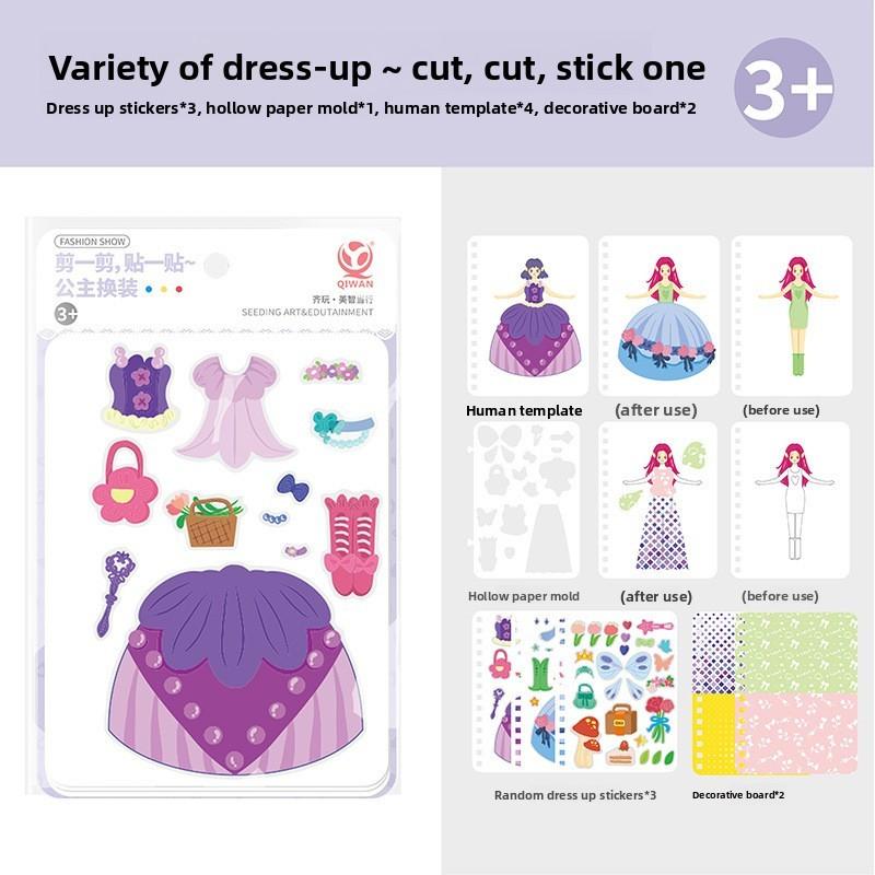 Up Princess Dress Sticker Kit Toy Paper Material Creative Play Children Gift