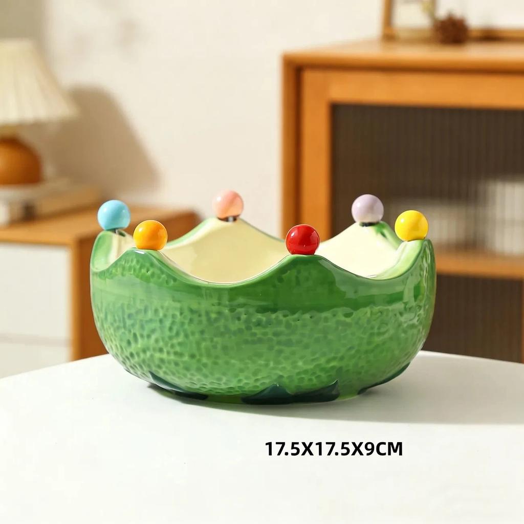 Ceramic Orange Fruit Bowl with Fork, Cute Dessert & Snack Bowl for Fruits and Treats