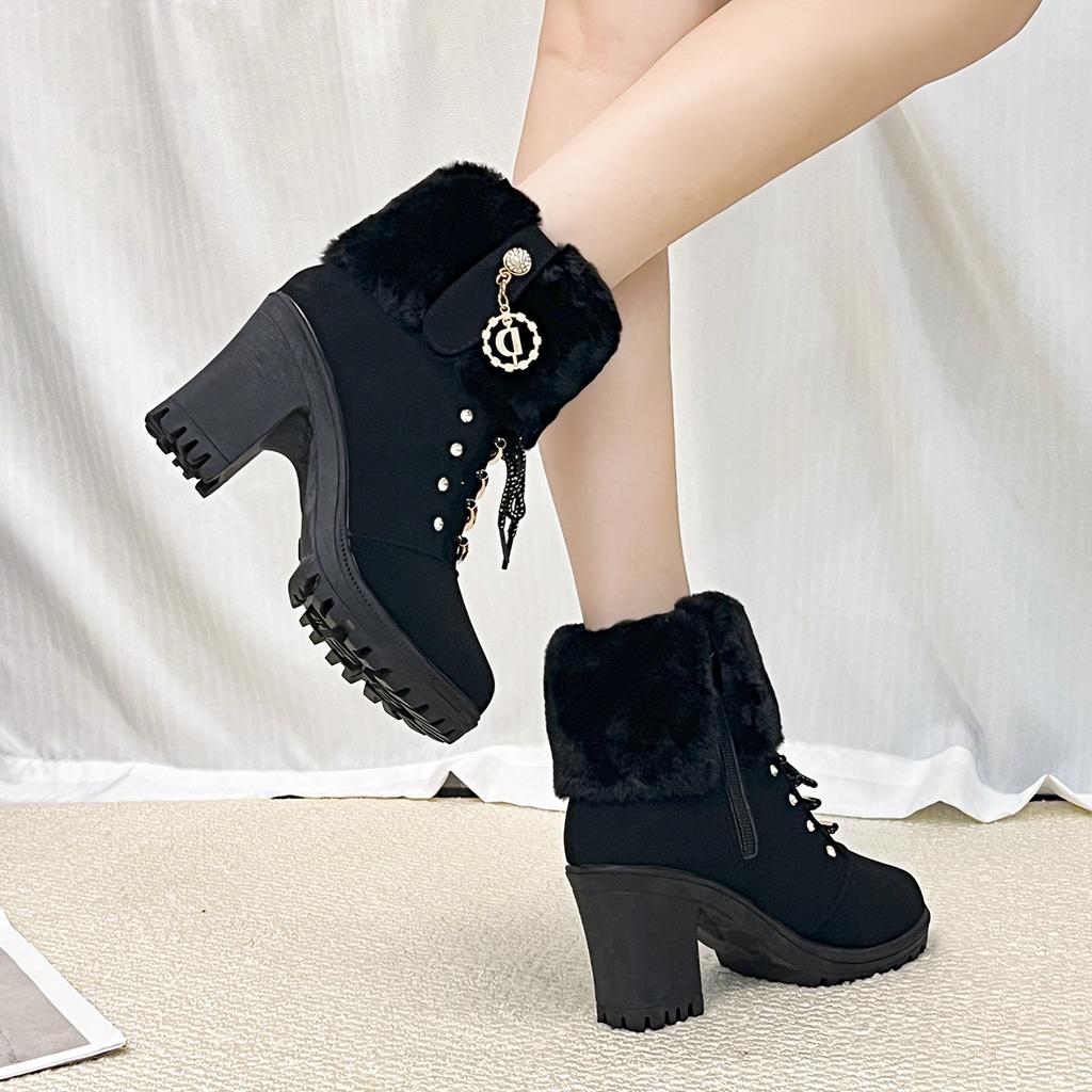 Fashion Women Boots Winter Comfortable Designer High Heels Shoes for Women 2025 New Short Platform Ankle Boots Elegant Zapatos De Mujer