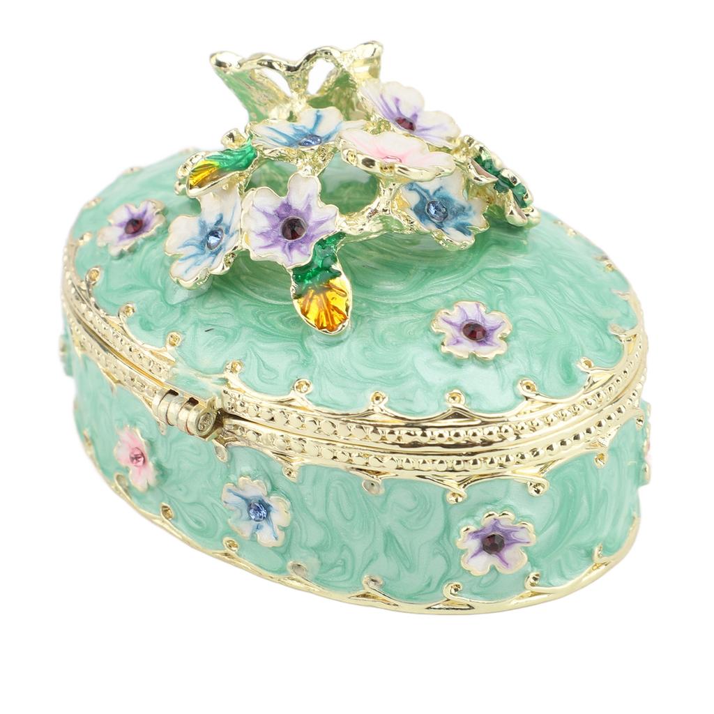 Hand Painted Trinket Box Enamel Vintage Jewelry Storage Box Metal Jewelry   Decorative Rings Earrings Necklace Box