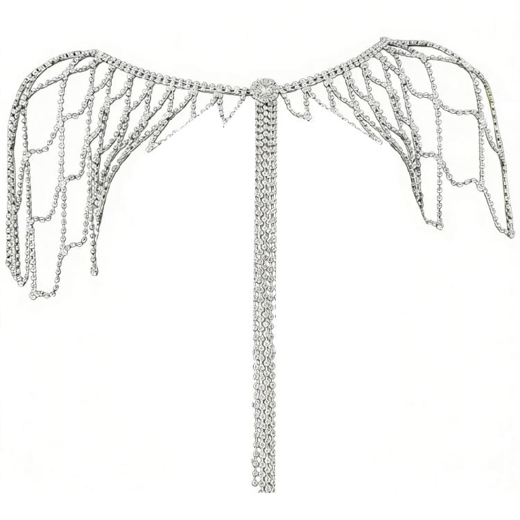 Rhinestones Embellished Fringe Design Shoulder Chain Jewelry For Bride During Wedding Ceremonies Festivities