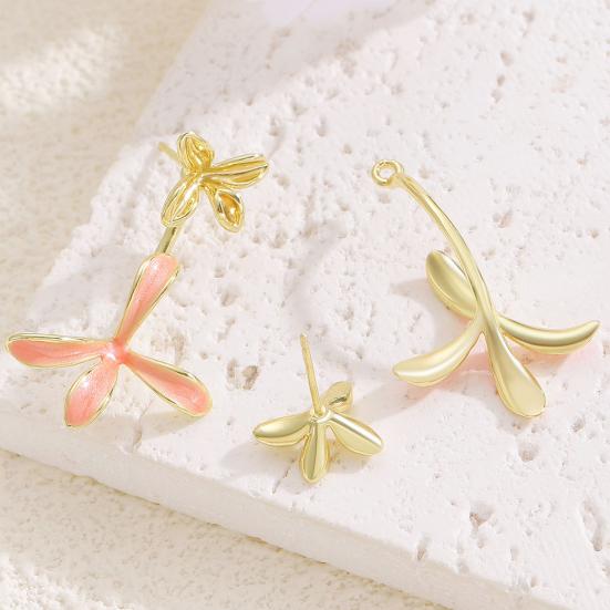 1 Paar Ohrstecker Doppellagig Dreidimensionales Blumen-Design Emaille Gardenienblütenform Ohrhänger für Damen Schmuckzubehör