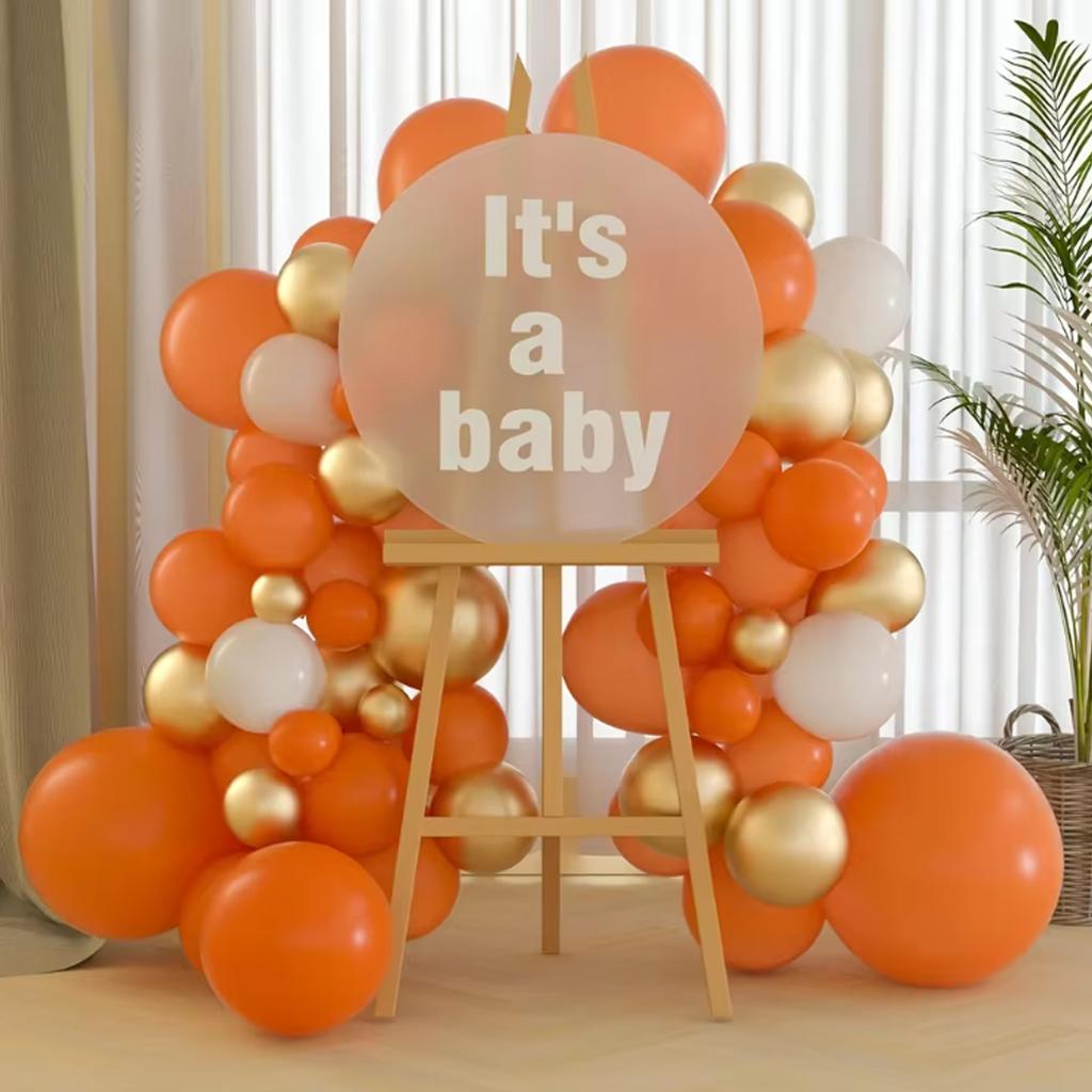 102 pieces of orange balloon set, suitable for weddings, birthdays, pop parties, bridal showers, and bachelor parties