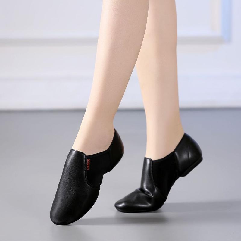 Genuine Leather Jazz Dance Shoes Tan Black Antiskid Sole Jazz Shoes High Quality Adults Dance Sneakers For Girls Women
