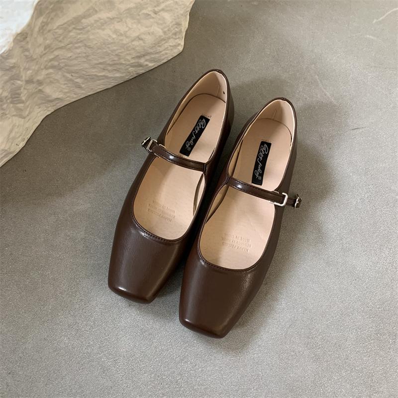 Fashion 2024 Summer New Brand Women Flats Fashion Square Toe Shallow Mary Jane Shoes Soft Casual Ballet Shoes Slingback Shoes