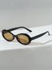 1Pc Retro Oval Unisex Sunglasses, High-End Black Narrow Frame, Uv Protection, Makes the Face Look Smaller