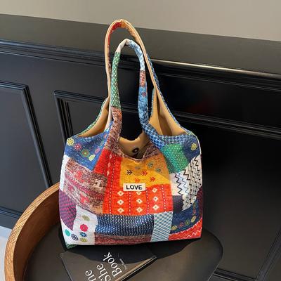 Farbspleißung Kontrastfarbe Schultertasche trendige Persönlichkeit leichte tragbare Stofftasche Shopping Pendler Damentasche