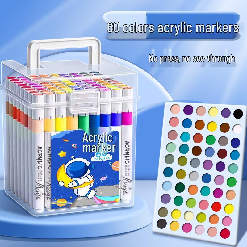 Children's Acrylic Watercolor Marker Set - Waterproof, Opaque, Overlapping Colors in Gift Box