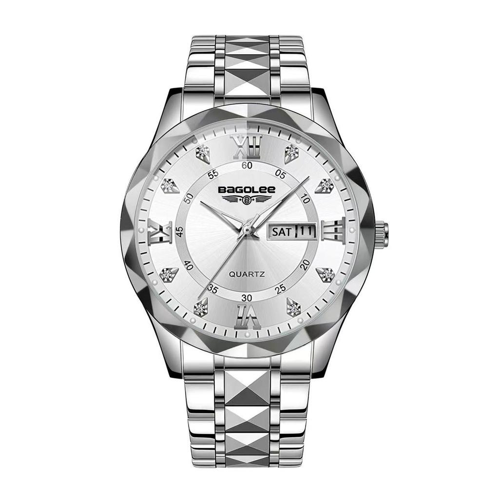 Men's watch waterproof double calendar luminous business watch quartz watch