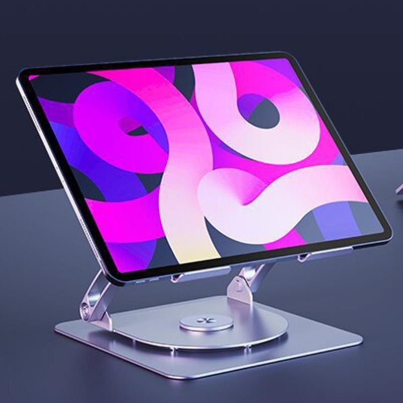 Carbon Steel Laptop Stand Featuring 360°Rotation, Hollows Ventilation, and NonSlip Silicone Base for Stability& Cooling