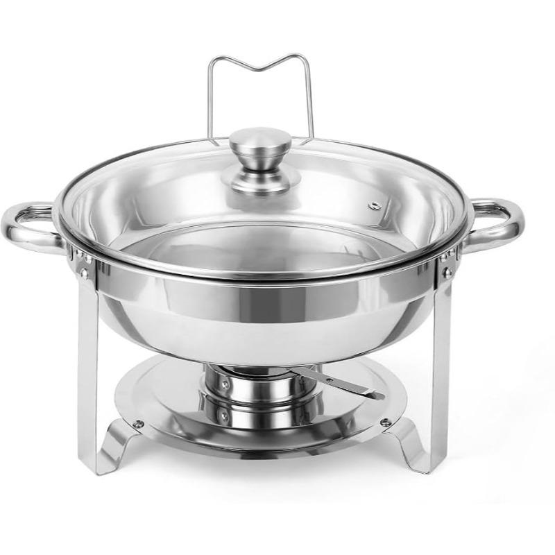 Chafing Dishes for Buffet, Buffet Servers and Warmers , Round Chafing Dishes with Glass Lid, Stainless Steel Food Warmers for Parties, Banquet