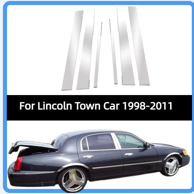 Fit For Lincoln Town Car 1998-2011 Slivery CAR Pillar Posts Door Moulding Trim Window Sticker Decal Cover Set Accessories