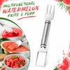 Multifunctional Kitchen Tool 2 in 1 Watermelon Cutter and Fork Stainless Steel Fruit Slicer and Server for Easy Fruit Preparation and Serving