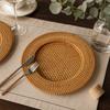 Handwoven Rattan Heat-Resistant Coaster Round Dish Pad Dessert Snack Serving Hotel Restaurant Decor