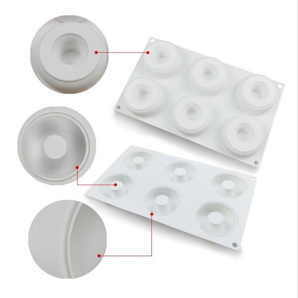 

6 форм для пончиков, мусса, торта, силиконовая форма, десерт, набор для выпечки «сделай сам» белый