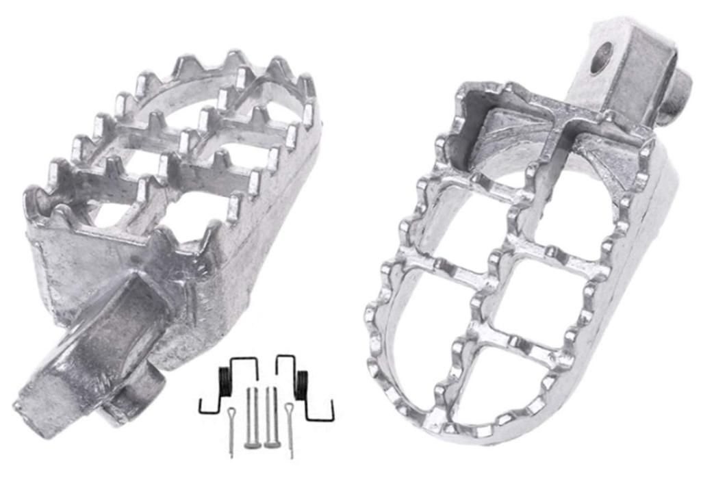 S.fields.inc Motorcycle Wide Foot Pegs Wide Foot Rest Left and Right Set Outside General Purpose (Silver)