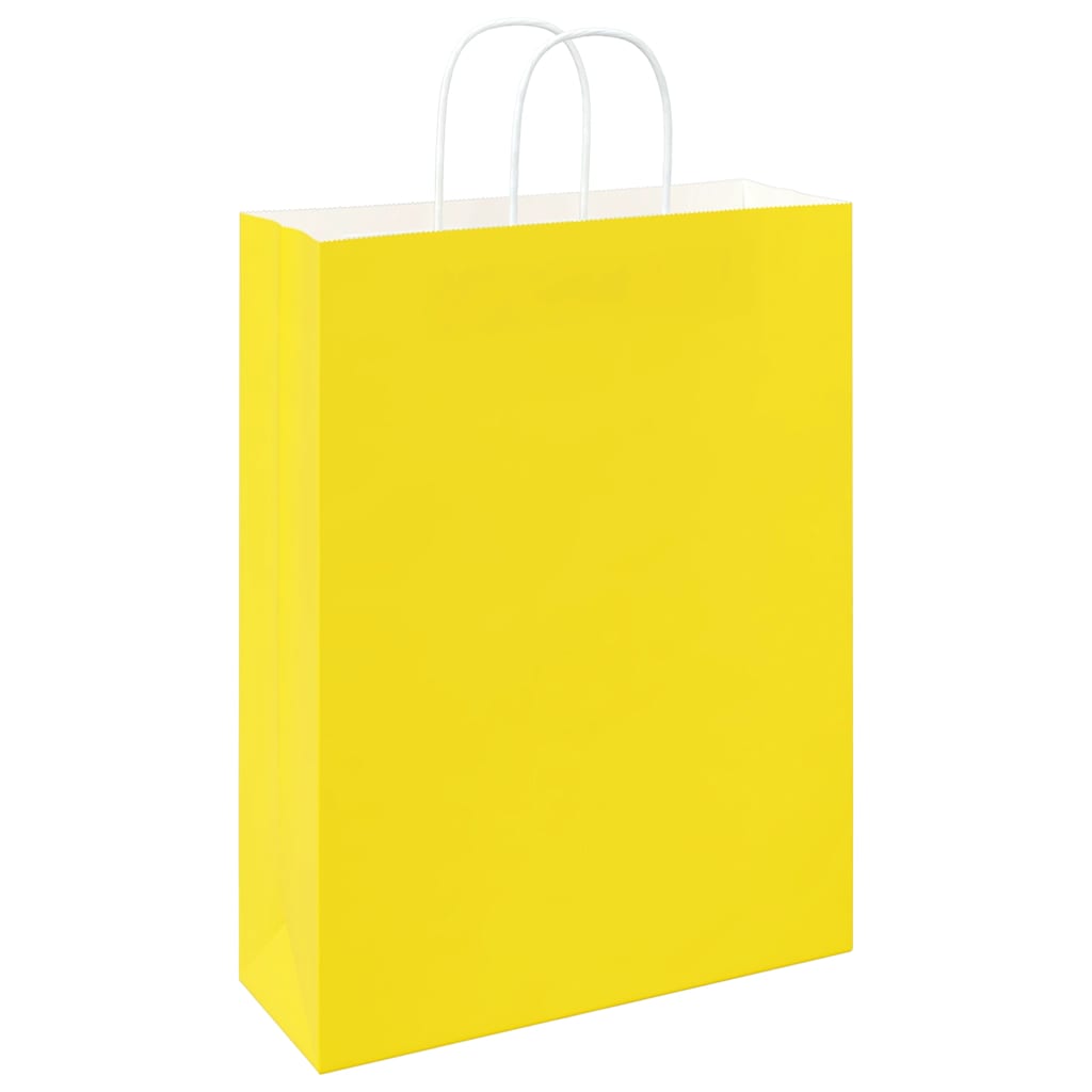 Paper Shopping Bags 250 pcs with Handles Yellow 32 x 12 x 42 cm