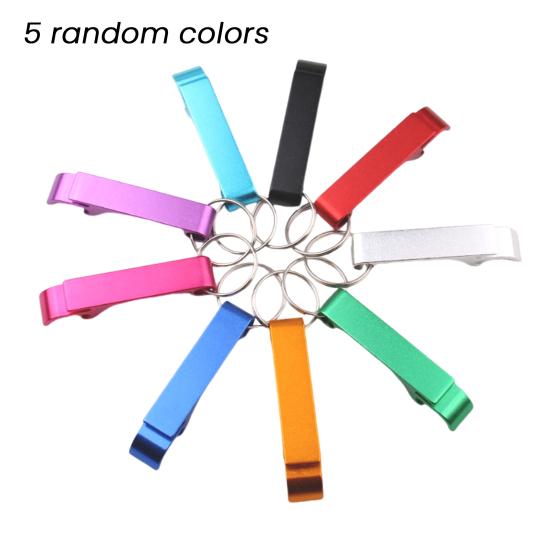 5Pcs Alloy Bottle Opener with Keychain Ring Compact Lightweight Versatile Portable Bottle Opener Keyring Accessory