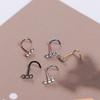 Stainless Steel Zircon Nose Screw Studs Geometric  Goth   Party