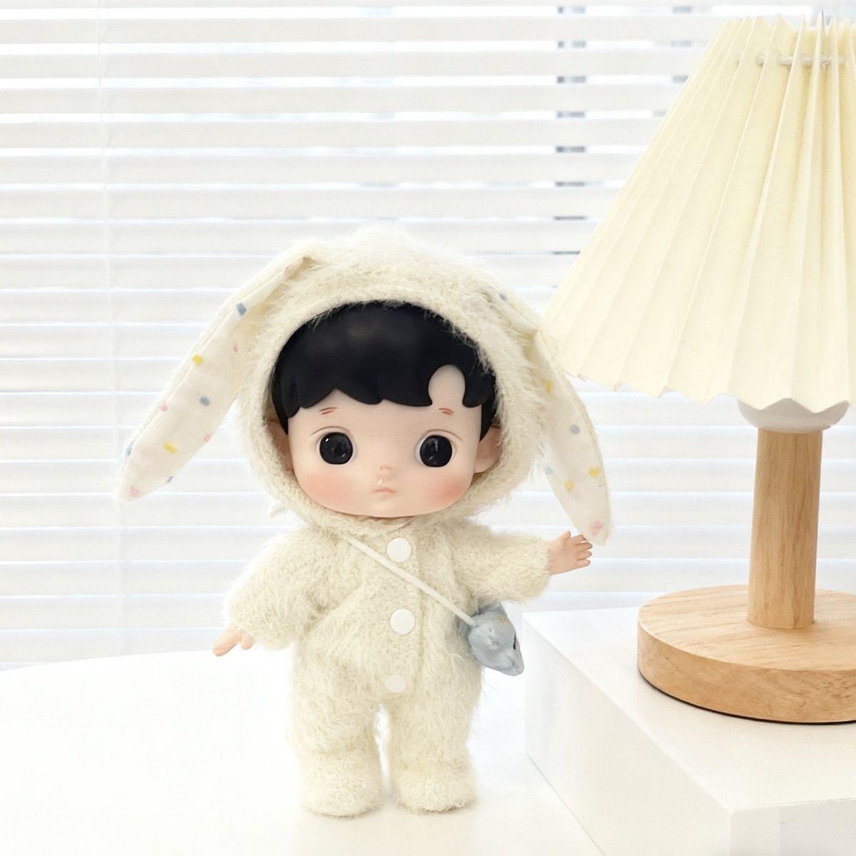 Only Clothes Hacipupu Zsiga Movable Doll 1/8 White Plush Jumpsuit for Eight-Tenths Doll